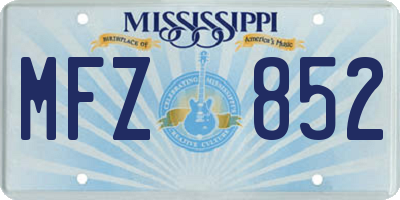 MS license plate MFZ852