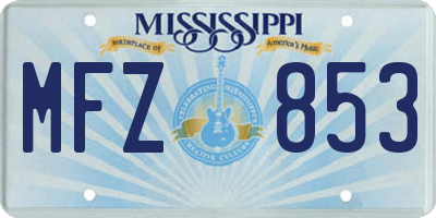 MS license plate MFZ853