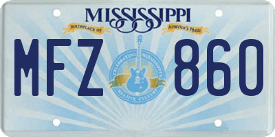 MS license plate MFZ860