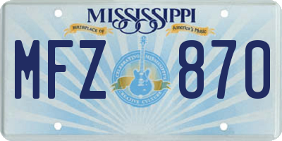 MS license plate MFZ870