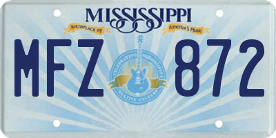 MS license plate MFZ872
