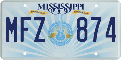MS license plate MFZ874