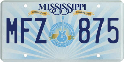 MS license plate MFZ875
