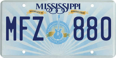 MS license plate MFZ880