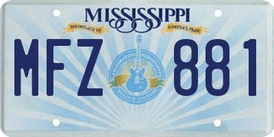 MS license plate MFZ881