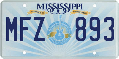 MS license plate MFZ893