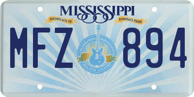 MS license plate MFZ894