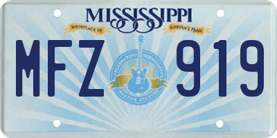 MS license plate MFZ919