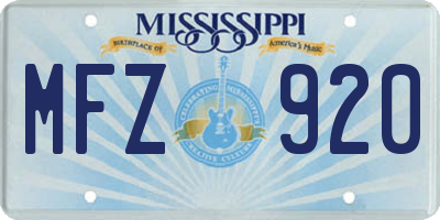 MS license plate MFZ920