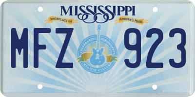 MS license plate MFZ923