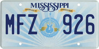 MS license plate MFZ926