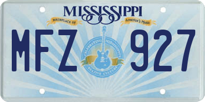 MS license plate MFZ927