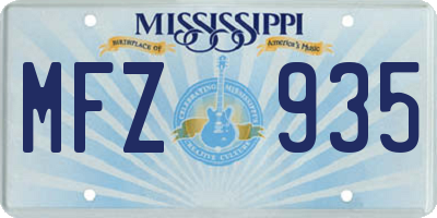 MS license plate MFZ935