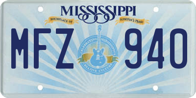 MS license plate MFZ940