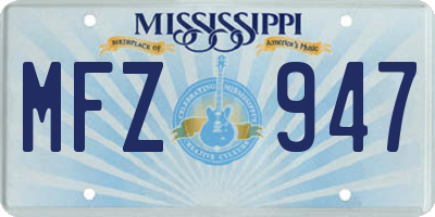 MS license plate MFZ947
