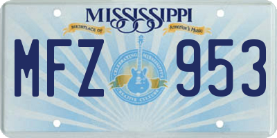 MS license plate MFZ953