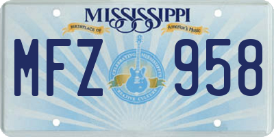 MS license plate MFZ958
