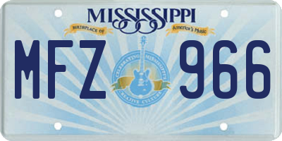 MS license plate MFZ966