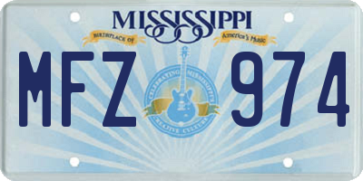 MS license plate MFZ974