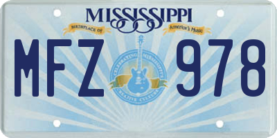 MS license plate MFZ978