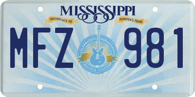 MS license plate MFZ981