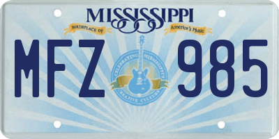 MS license plate MFZ985