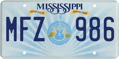 MS license plate MFZ986