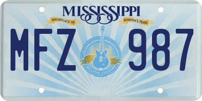 MS license plate MFZ987