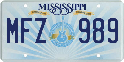 MS license plate MFZ989