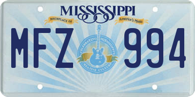 MS license plate MFZ994