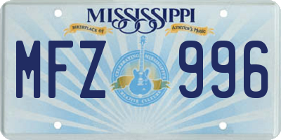 MS license plate MFZ996
