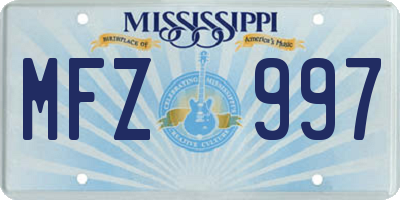 MS license plate MFZ997