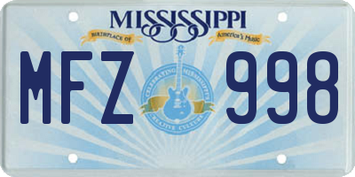 MS license plate MFZ998