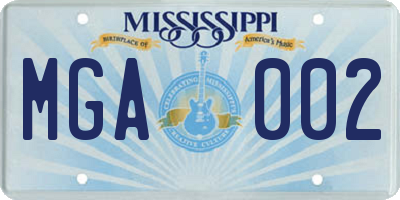MS license plate MGA002