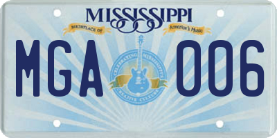 MS license plate MGA006