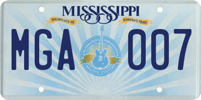 MS license plate MGA007