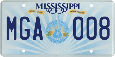 MS license plate MGA008