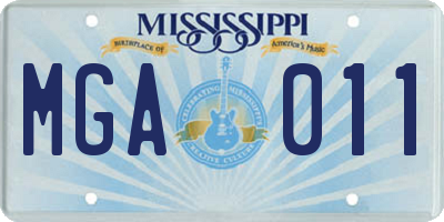 MS license plate MGA011