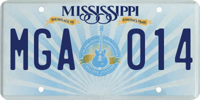MS license plate MGA014
