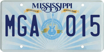 MS license plate MGA015