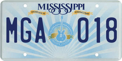 MS license plate MGA018