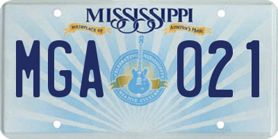 MS license plate MGA021