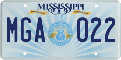 MS license plate MGA022
