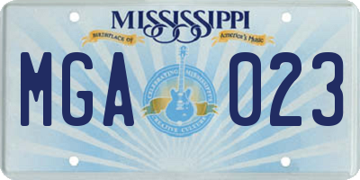 MS license plate MGA023