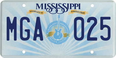 MS license plate MGA025