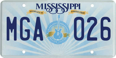 MS license plate MGA026