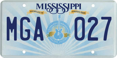 MS license plate MGA027