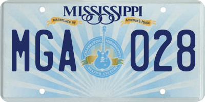 MS license plate MGA028