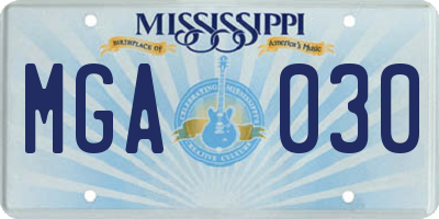 MS license plate MGA030