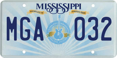 MS license plate MGA032
